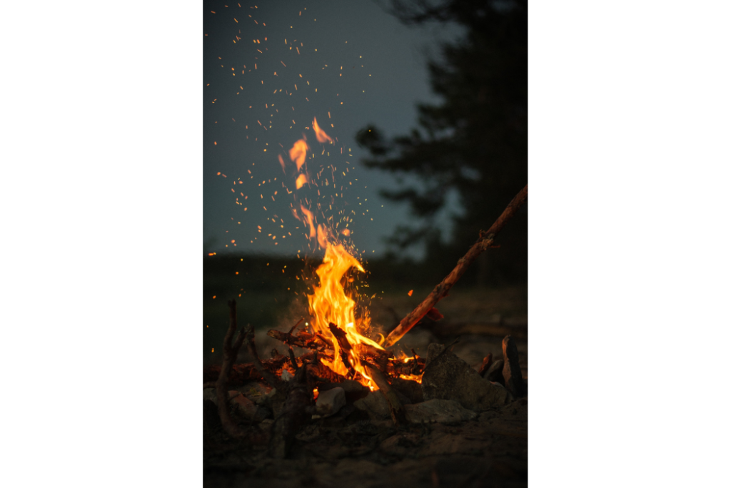 lit up campfire 
